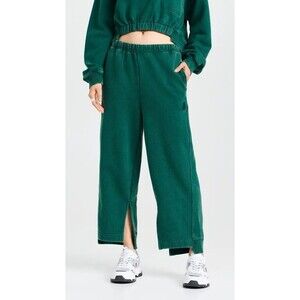 Free People FP Movement On Your Mark Sweatpants High Rise Solid Green S 291369